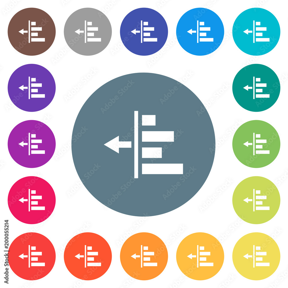Poster decrease left indentation of content flat white icons on round color backgrounds