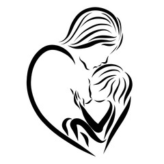 Mother feeds the baby and kisses gently, breastfeeding