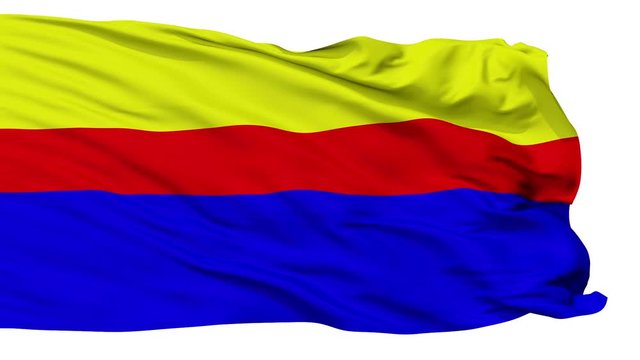 Plock flag, city of Poland, realistic animation isolated on white seamless loop - 10 seconds long (alpha channel is included)