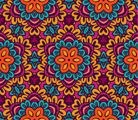 Abstract floral mosaic colorful seamless pattern