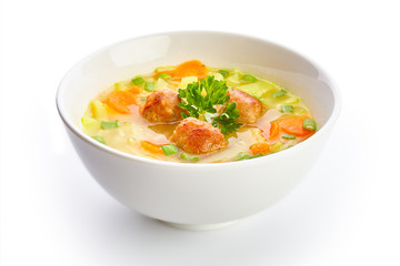 Meatballs in the potato soup.