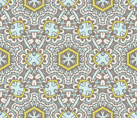 Abstract blue seamless ornamental pattern for fabric.