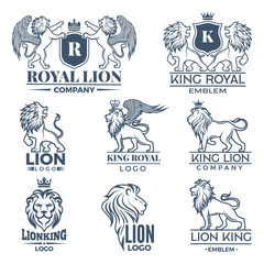 Design template of logos or badges with lions illustrations