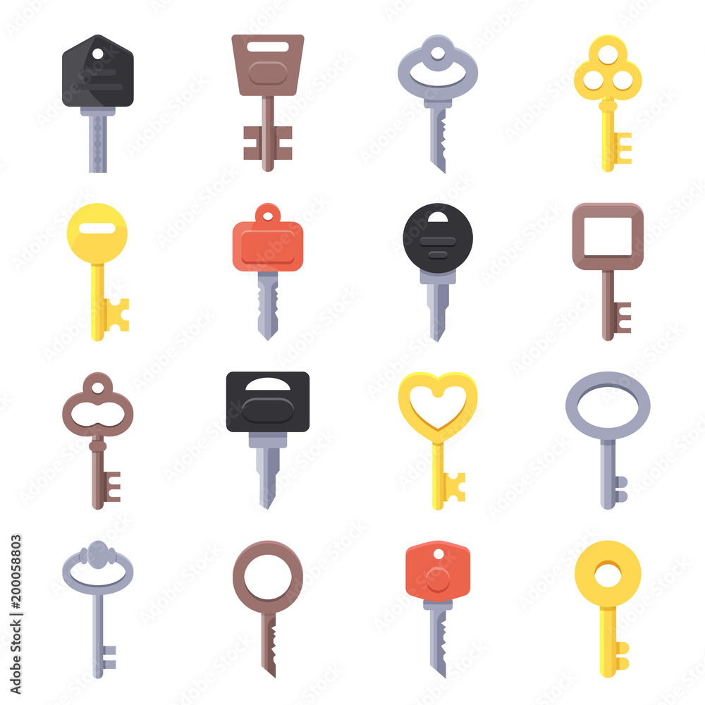 Wall mural Vector pictures of keys for doors