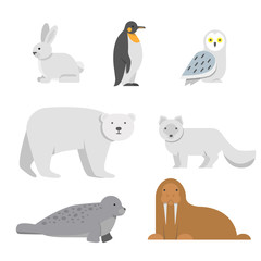 Vector illustrations of arctic snow animals