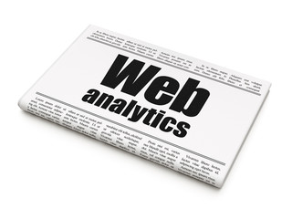 Web development concept: newspaper headline Web Analytics on White background, 3D rendering