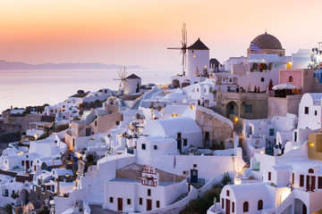 The famous sunset at Santorini in Oia village