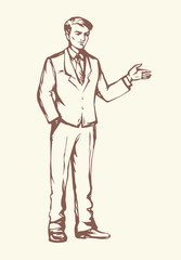 Business man. Vector drawing