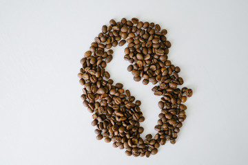 Coffe beans arranged into coffee bean