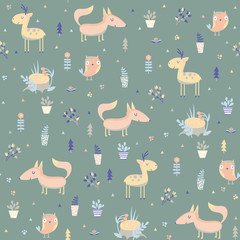 Funny animal seamless pattern