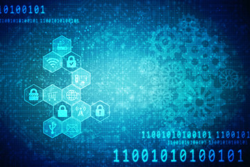 2d illustration Safety concept: Closed Padlock on digital background
