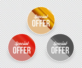 Special offer banners (red, gold, black). Vector illustration.