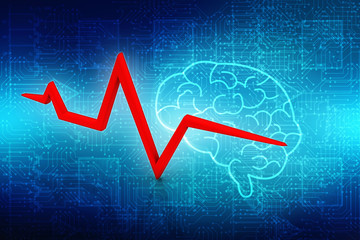 Heart with cardiogram - 2D illustration
