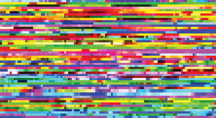 Vector glitch pattern background. Colorful snowy screen of no transmission signal. - obrazy, fototapety, plakaty