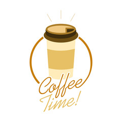 Coffee Time Take Away Cup Illustration Design