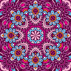 Abstract geometric colorful seamless patternfloral mandala