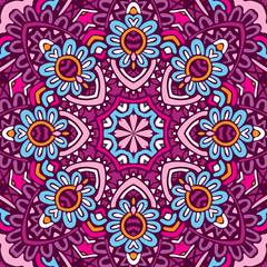Abstract geometric colorful seamless patternfloral mandala