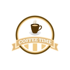 Vintage Cup Coffee Circle Emblem Badge Illustration Design