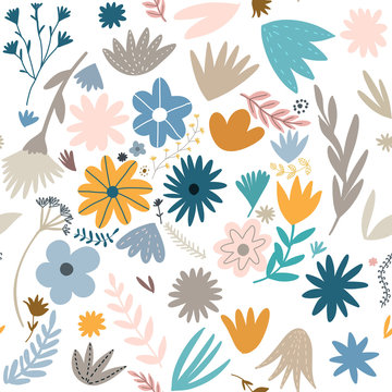 Cute pattern in small flower. Small colorful flowers.  Ditsy floral background.