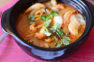 Plate of soup Tom Yam