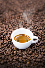 Espresso coffee cup top view vertical.