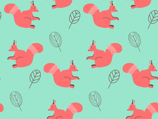Seamless pattern with squirrels.