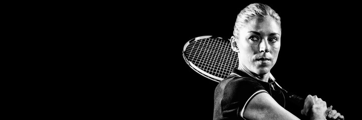 Tennis player playing tennis with a racket © vectorfusionart