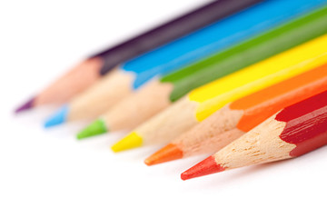 Colour pencils isolated on white background
