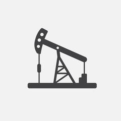 Oil pump. Oil derrick. Vector icon isolated on white. Simple pictogram jack, well, tower, energy equipment, gasoline industrial concept. Flat adapted design for web site, mobile app, UI