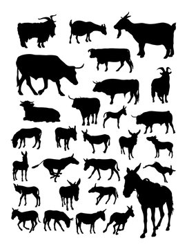 Goat, cow, donkey animal detail silhouette. Vector, illustration. Good use for symbol, logo, web icon, mascot, sign, or any design you want.