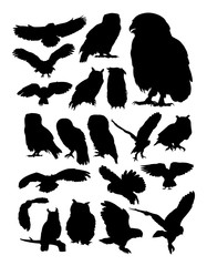 Fototapeta premium Owl animal detail silhouette. Vector, illustration. Good use for symbol, logo, web icon, mascot, sign, or any design you want.