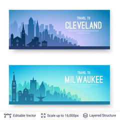 Cleveland and Milwaukee famous city scapes.