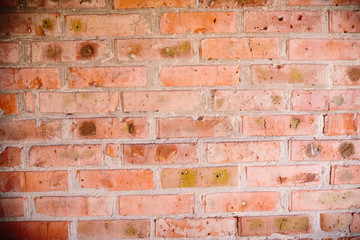 old vintage red brick wall texture or background