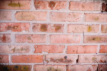 old vintage red brick wall texture or background