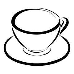 Tea pair painted with black lines