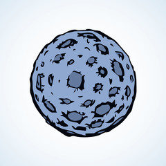 Moon with craters. Vector drawing