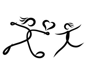 Happy people and heart as a gift