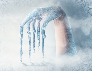 Conceptual Frozen hand background