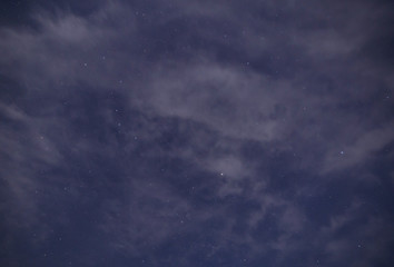 Fototapeta na wymiar view on cloudy sky with stars at night
