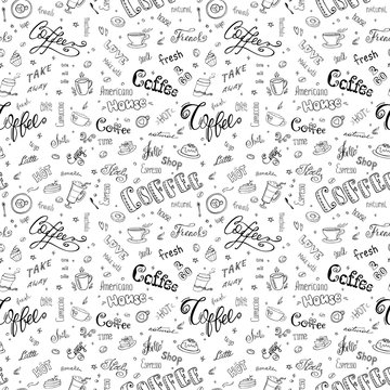 Coffee seamless pattern,hand drawn background