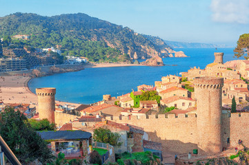 Tossa de Mar, Costa Brava, Spain. View of the sea and old town.