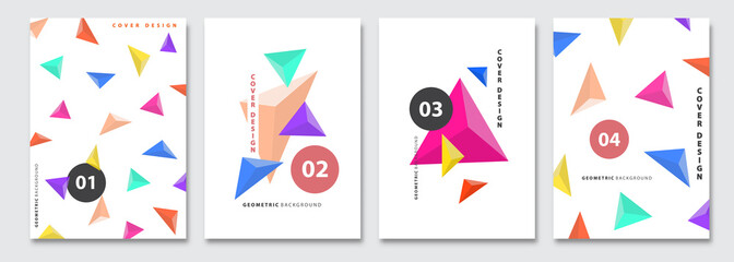 Cover templates set, vector geometric abstract background. Flyer, presentation, brochure, banner, poster design.