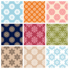 Colored set with flower elements. Floral seamless pattern. 