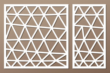 Set template for cutting. Square line diagonal pattern. Laser cut. Ratio 1:1, 1:2. Vector illustration.