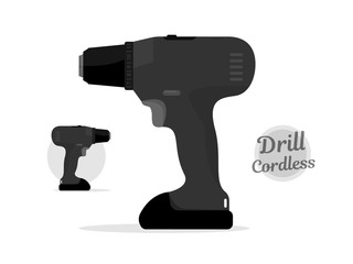 Cordless drill black style. Power tool. 