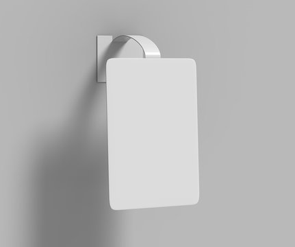 Blank White Advertising PVC shelf wobbler plastic shelf dangler for shopping centers. 3d render illustration.