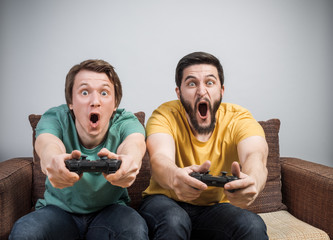 Friends playing video games