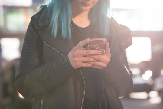 Stylish Woman Using Mobile Phon