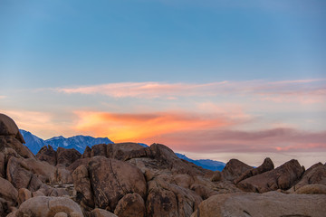 Sunset at Alabama Hills, Eastern Sierra Nevada Mountains, Lone Pine, California, USA