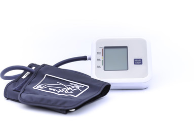 Digital Blood Pressure Monitor on white background Health and Medical concept